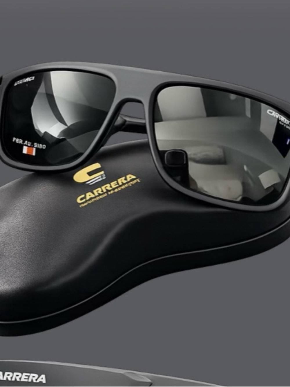 Carrera Matte Black Sunglasses with Dark Gray Lenses